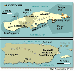 Mapa de Vieques - Copyright The Associated Press - Oprima para engrandecerlo...